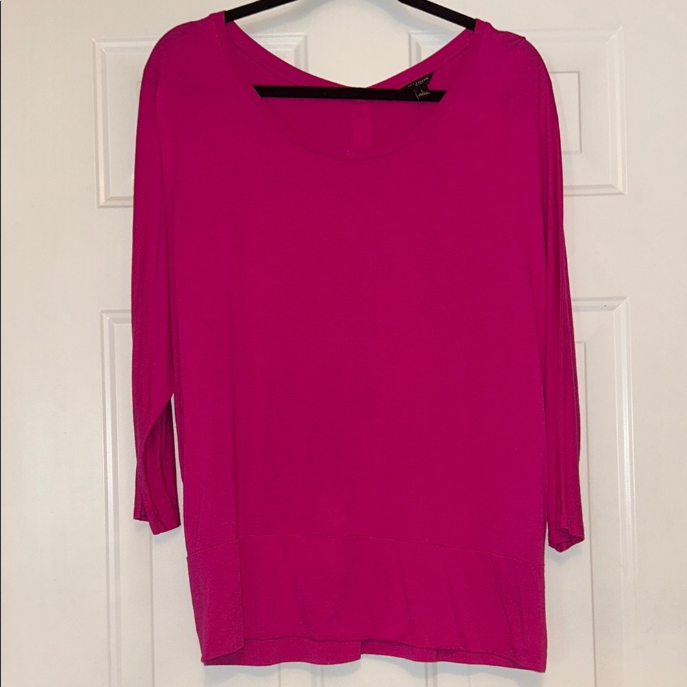 Ann Taylor Long Sleeve Tunic Top L Magenta Dolman Sleeves Minimalist Classic